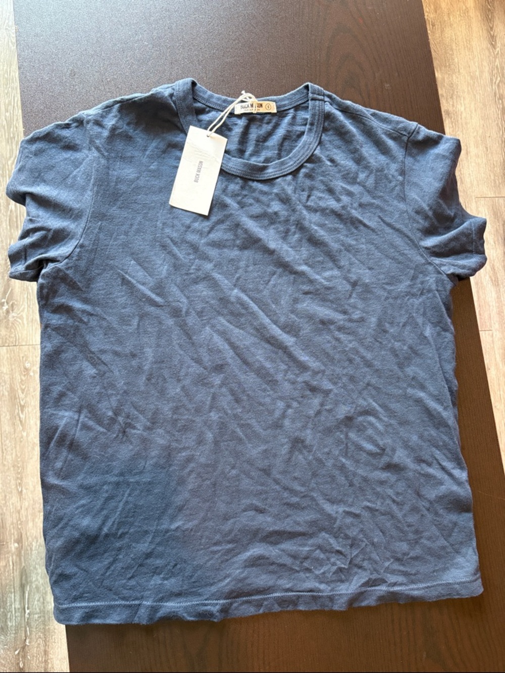 NWT Buck Mason Women’s Washed Navy Slub Easy Crew Small Retail $48